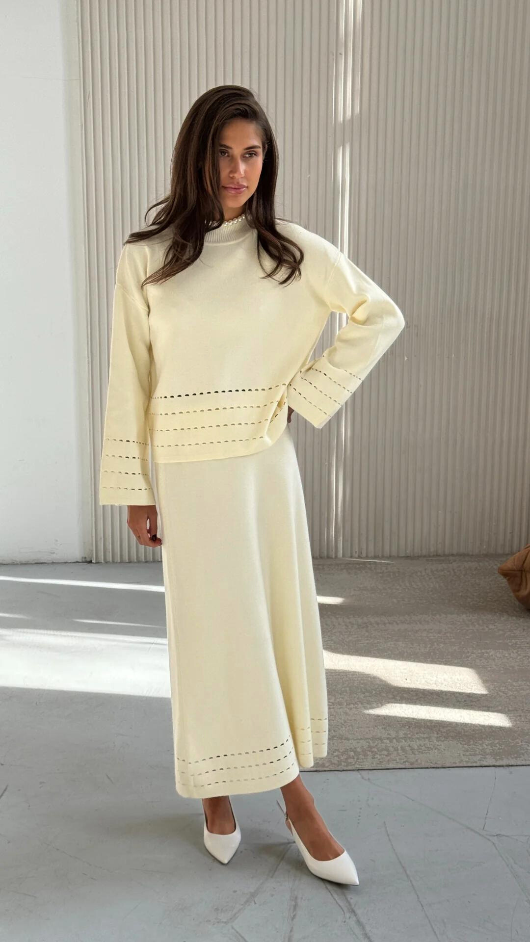 Blair Knitted Top - Cream
