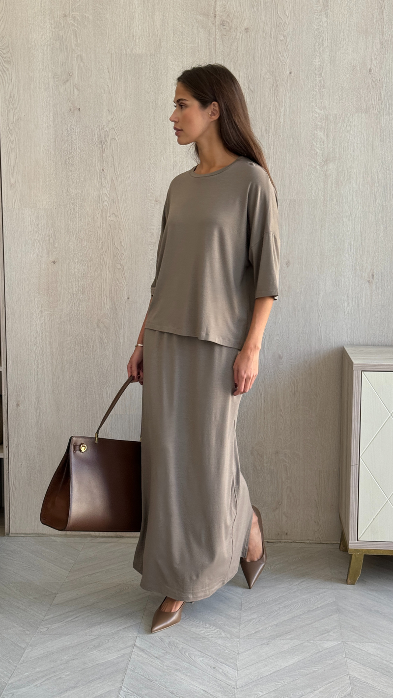RAYA JERSEY TOP - TAUPE