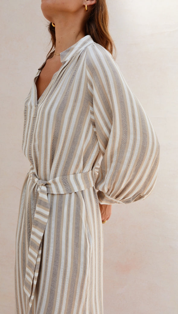 INES KAFTAN - TAUPE STRIPE