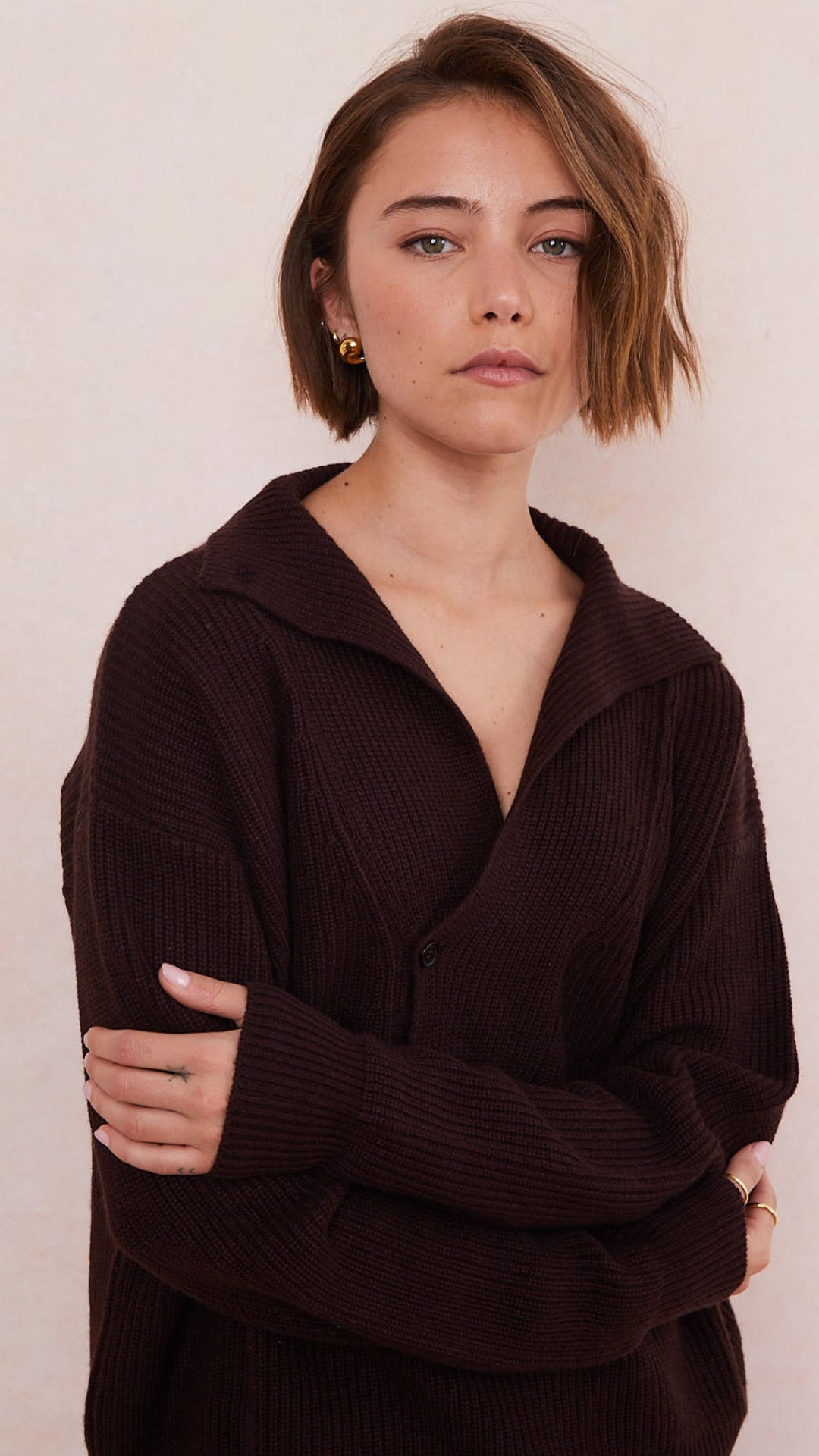 Quinn Cashmere Blend Sweater  - Chocolate