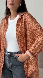 RHEA SILK SHIRT - TERRACOTTA PRINT