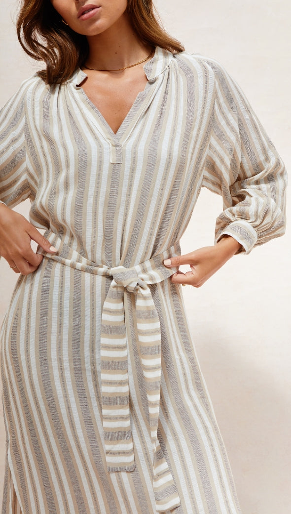 INES KAFTAN - TAUPE STRIPE