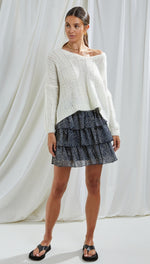 RENEE PRINT SKIRT - DARK BLUE