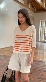 GRACE BOUCLÉ TEE - ECRU TANGERINE STRIPES