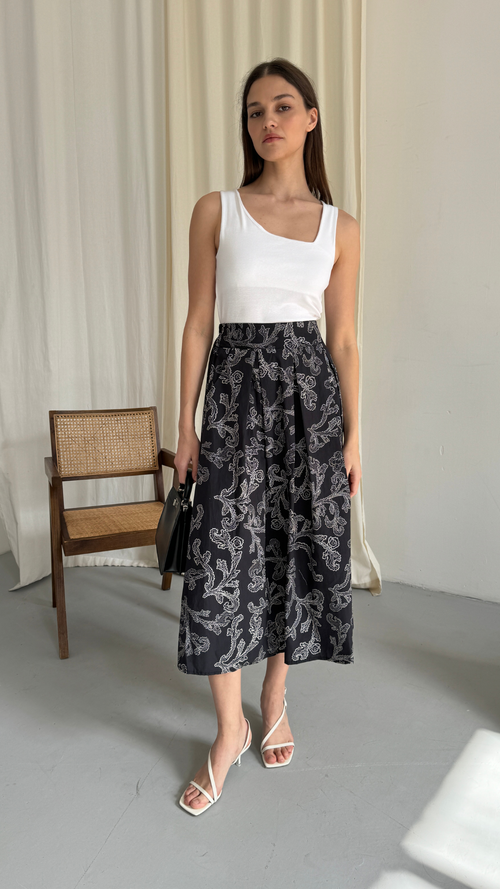 ADIRA SKIRT - BLACK PRINT