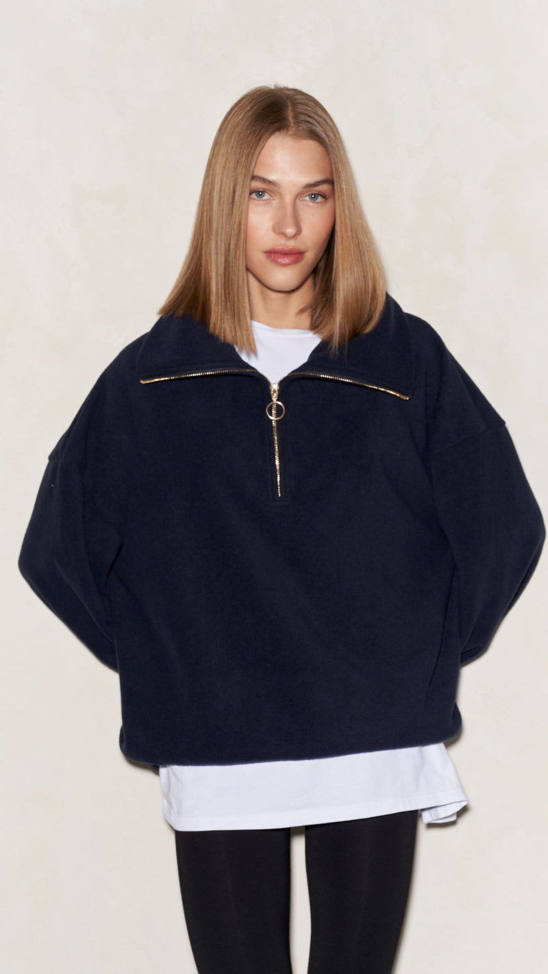 SOPHIE HALF ZIP SWEATER - NAVY