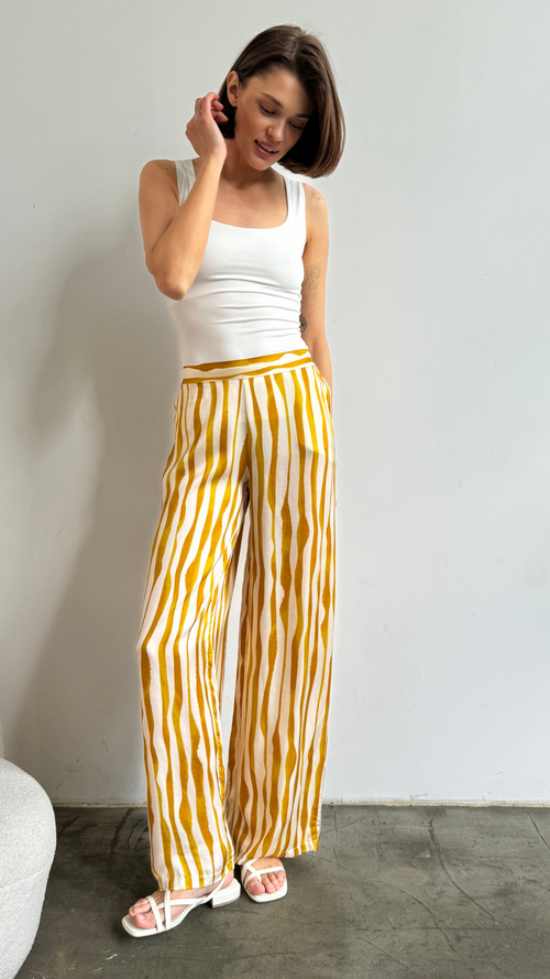 EMERSON TROUSERS  - OCHRE PRINT