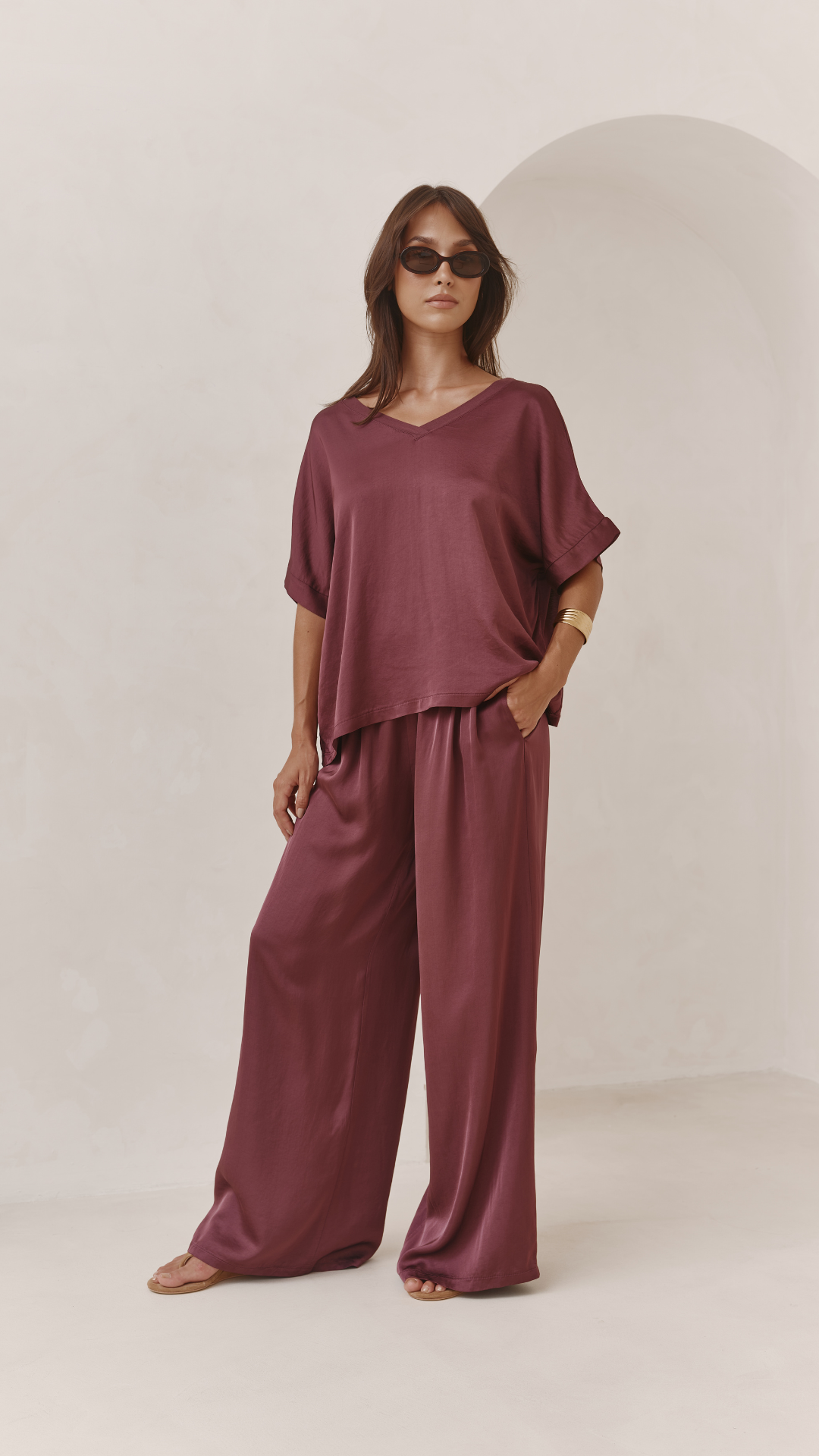 Parker Satin Set - Burgundy