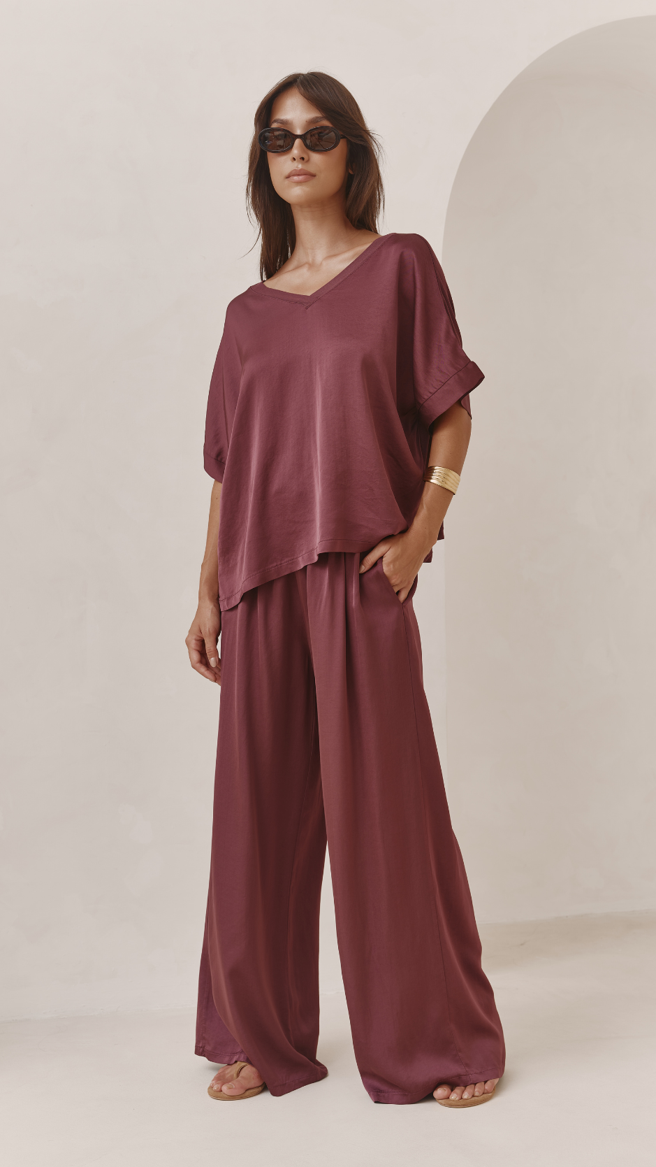 Parker Satin Set - Burgundy