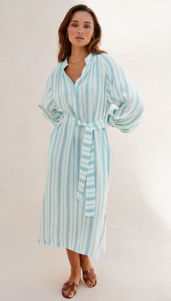 INES KAFTAN - MINT STRIPE