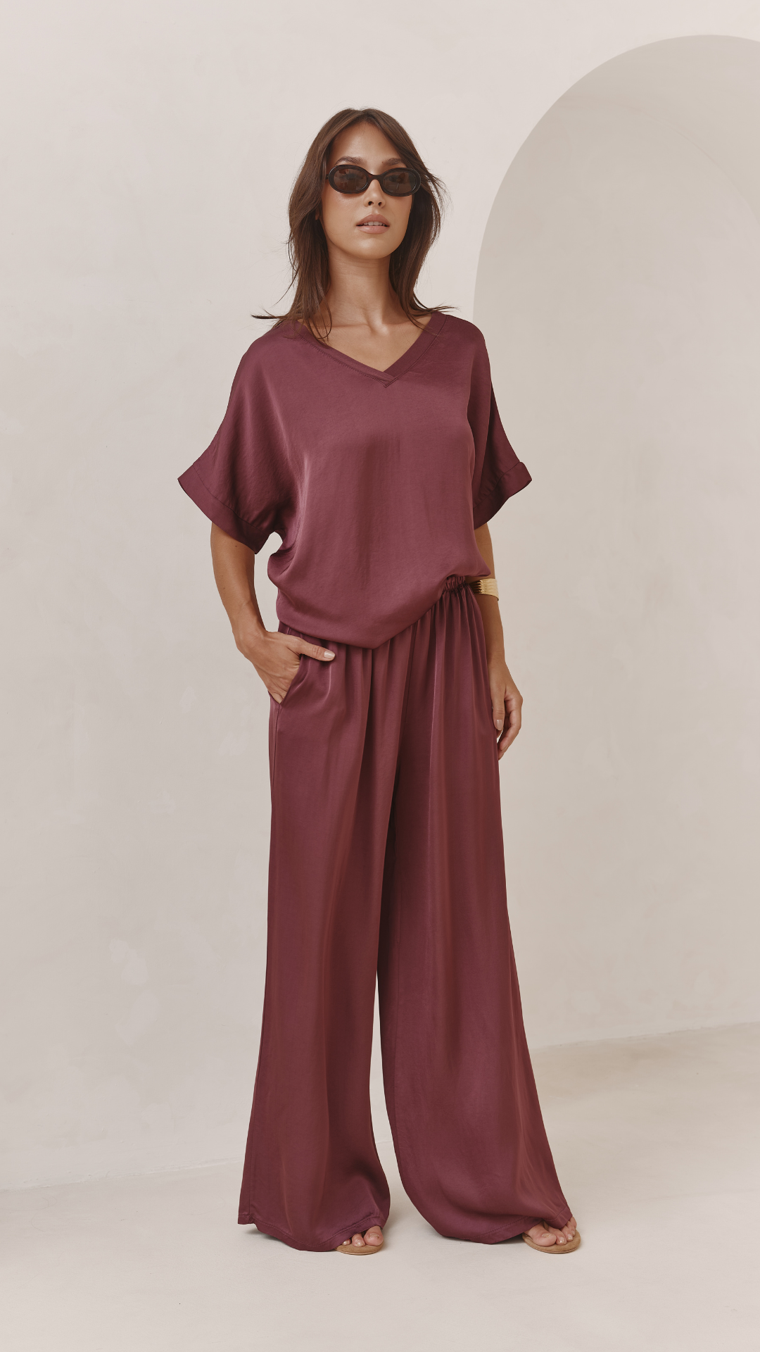 Parker Satin Set - Burgundy