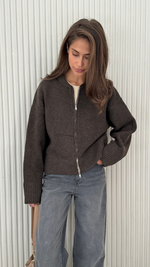 ZOEY ZIP CARDIGAN - DARK ESPRESSO