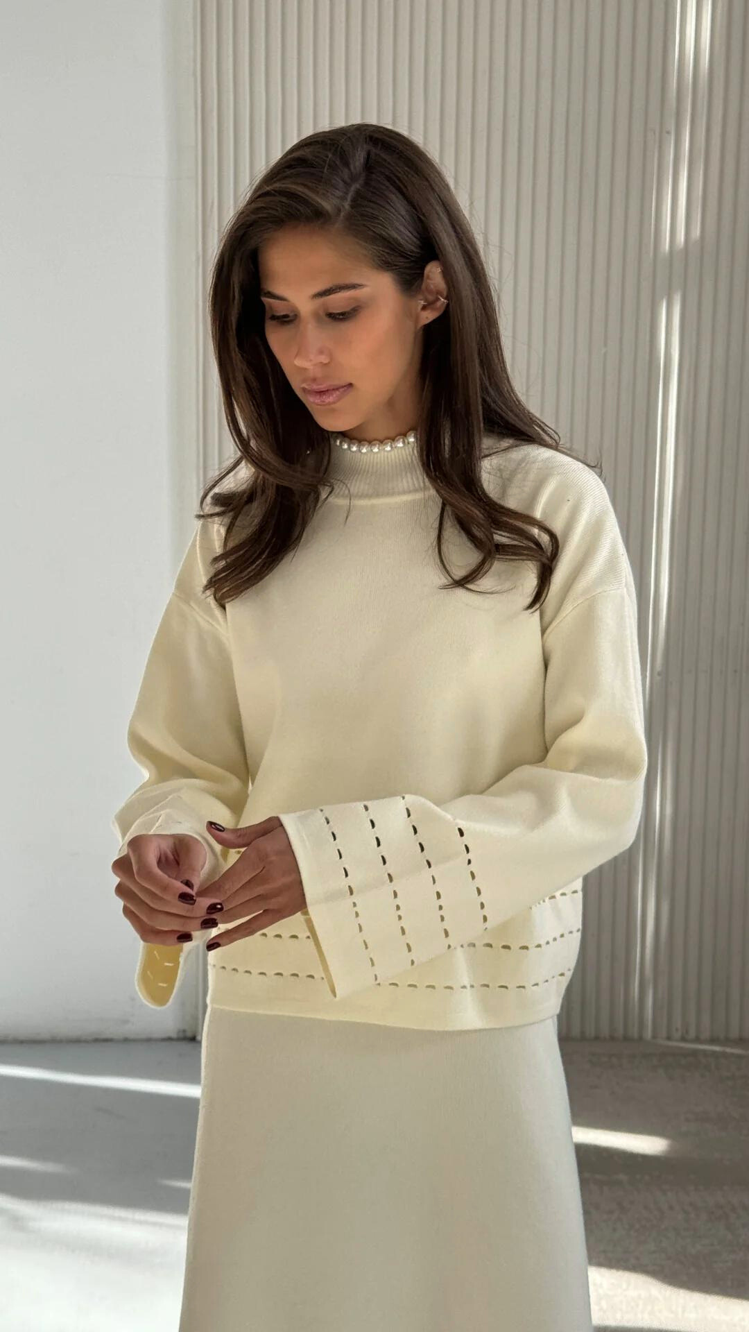 Blair Knitted Top - Cream