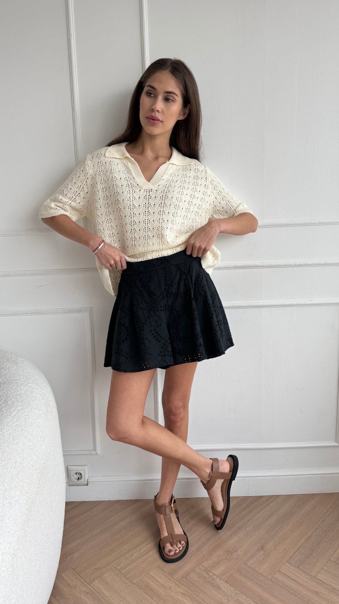 Laina Broderie Shorts - Black