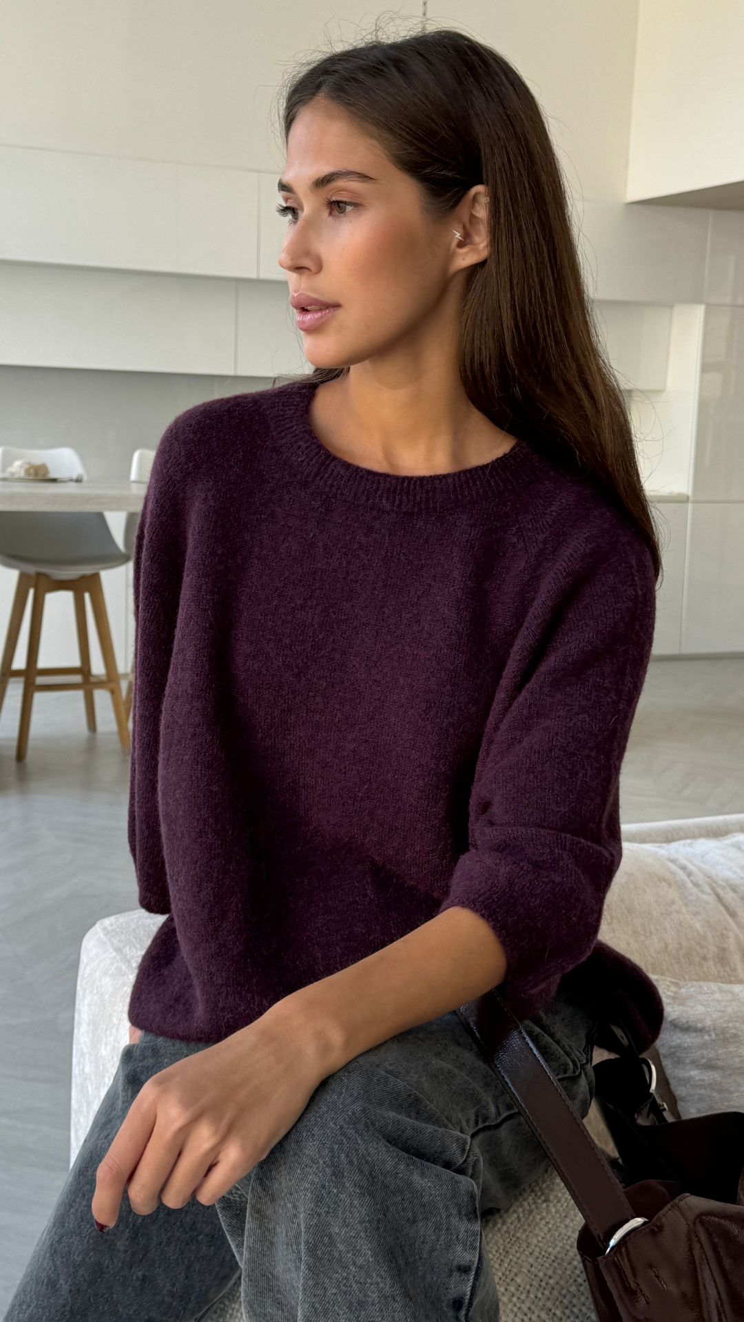 Piper Alpaca Knit - Dark Cherry