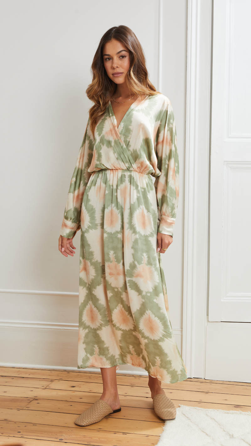 AVA DRESS - SAGE INK PRINT
