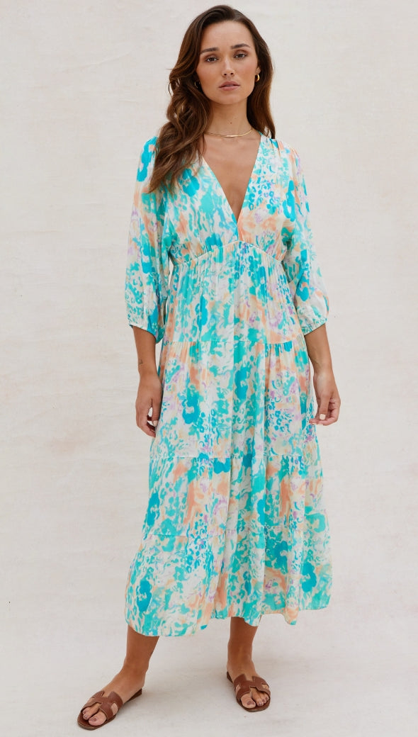 FIONA DRESS - TURQUOISE PRINT