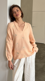 ZAINA EMBROIDERED TOP - APRICOT