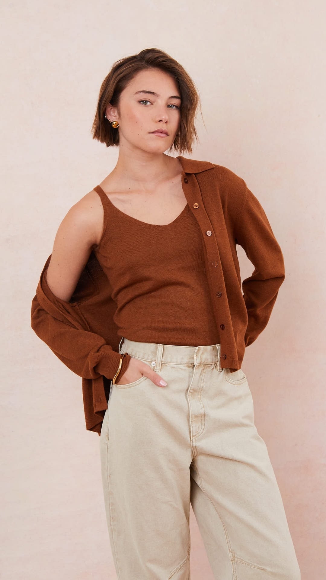 Kora Knitted Twin Set - Terracota