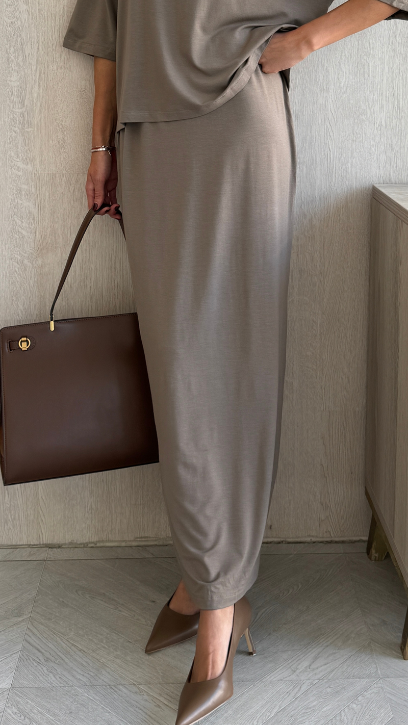 Aria Jersey Skirt - Taupe