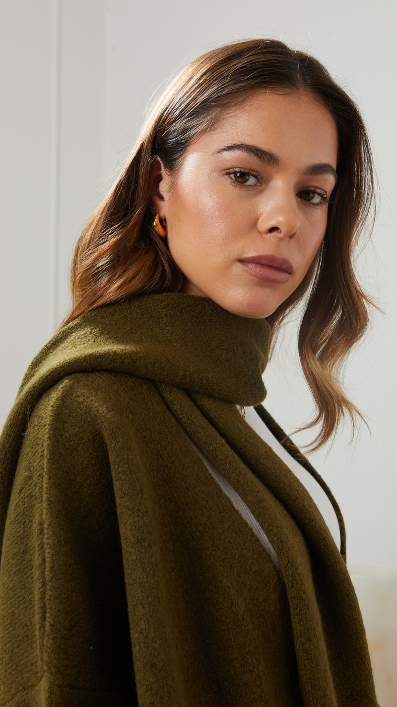 Olive green 2025 wrap sweater