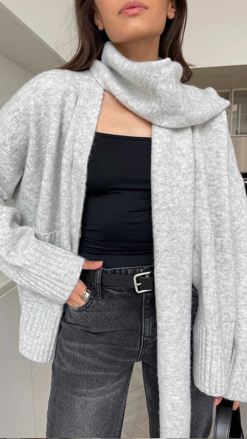 Cardigan and sales scarf outfit
