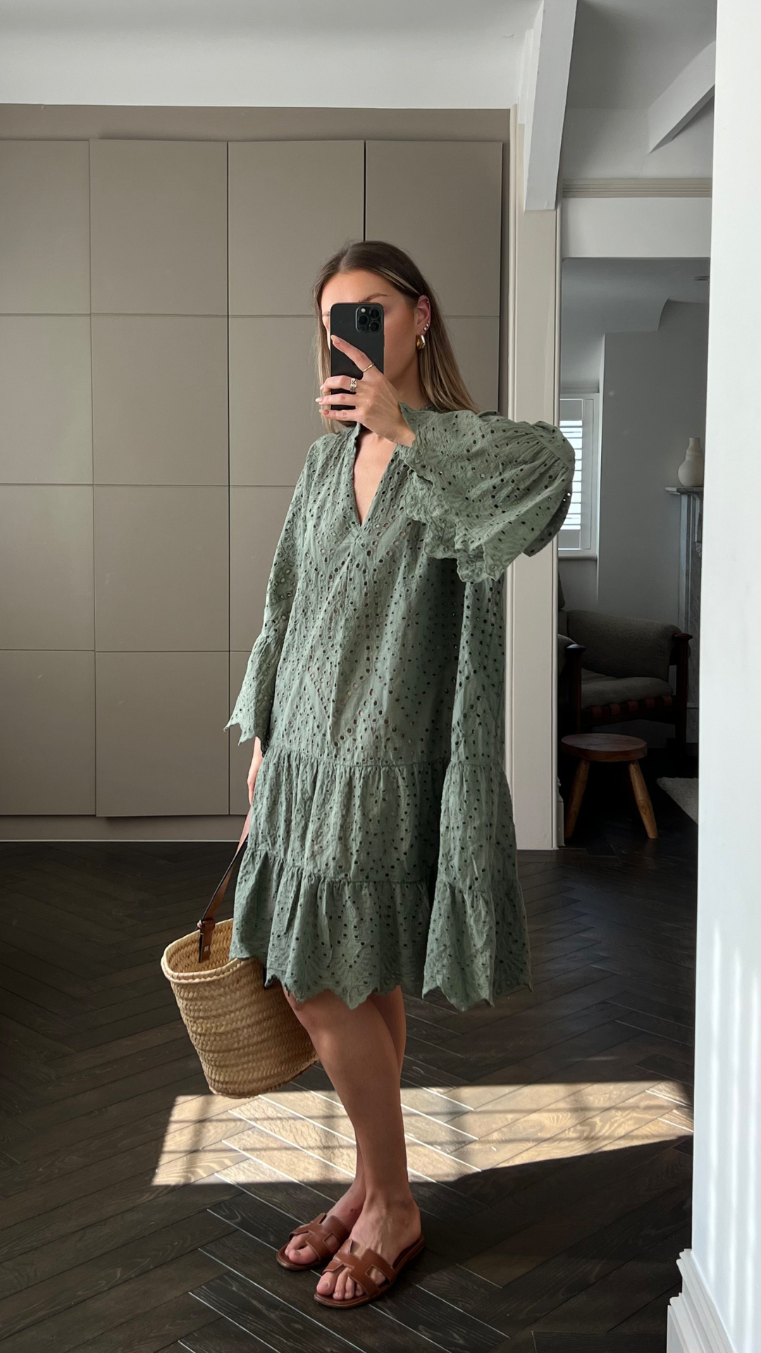 Nora Broderie Dress - Khaki