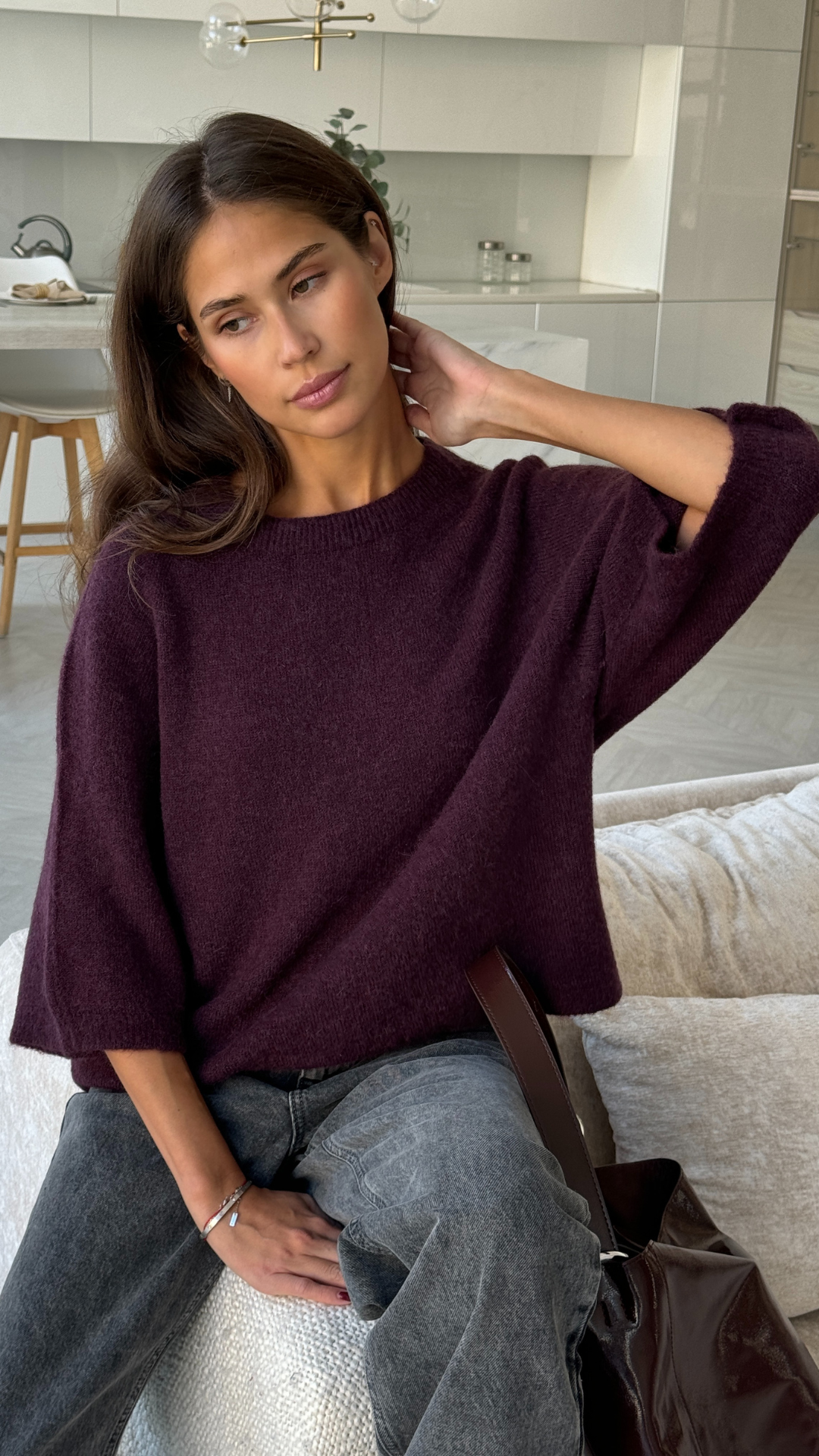 Piper Alpaca Knit - Dark Cherry