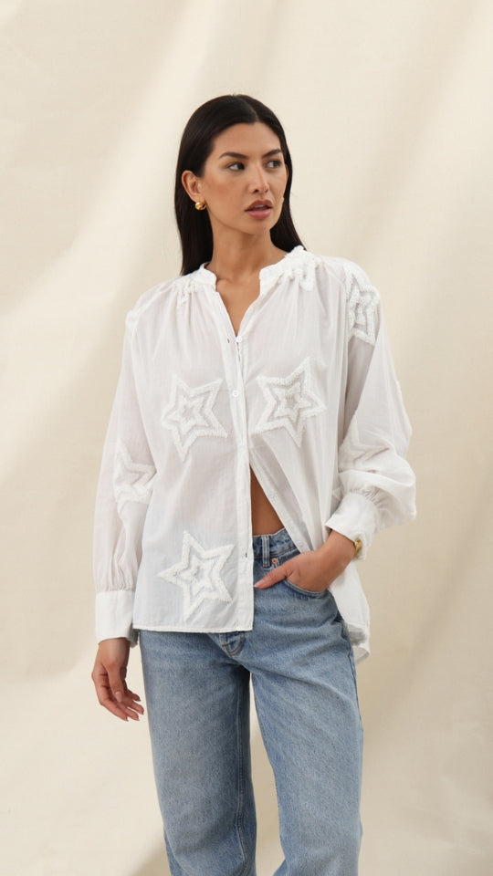 Estelle Star Detail Shirt  - Ecru