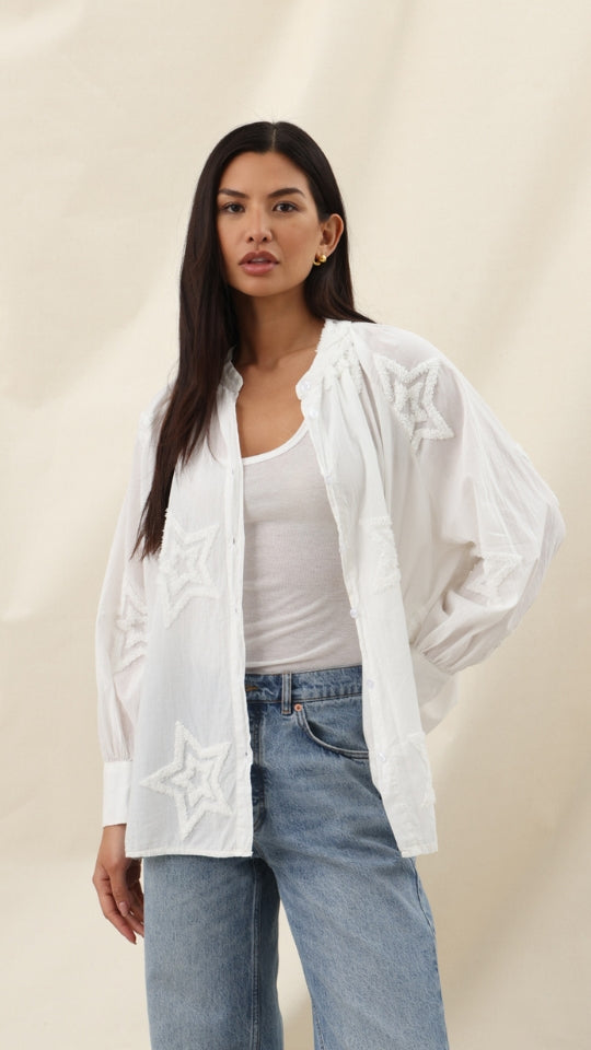 Estelle Star Detail Shirt  - Ecru