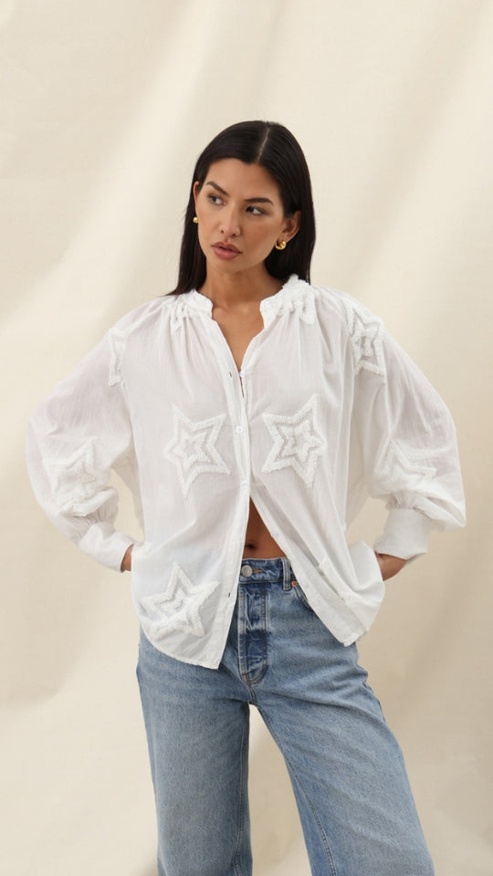 Estelle Star Detail Shirt  - Ecru