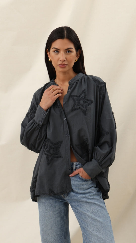 Estelle Star Detail Shirt  - Anthracite