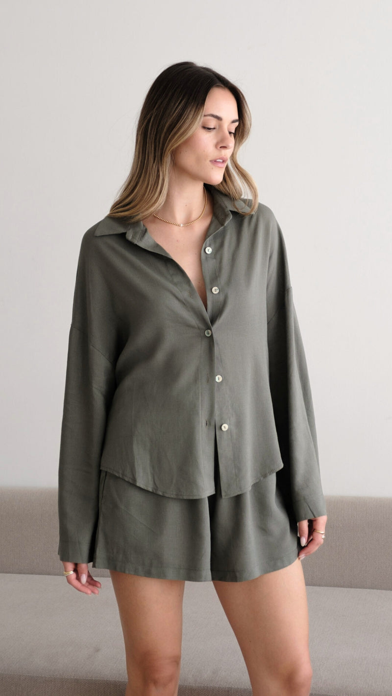 ASTRID LINEN SHIRT - SLATE