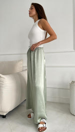 PHOEBE SATIN SKIRT - EUCALYPTUS