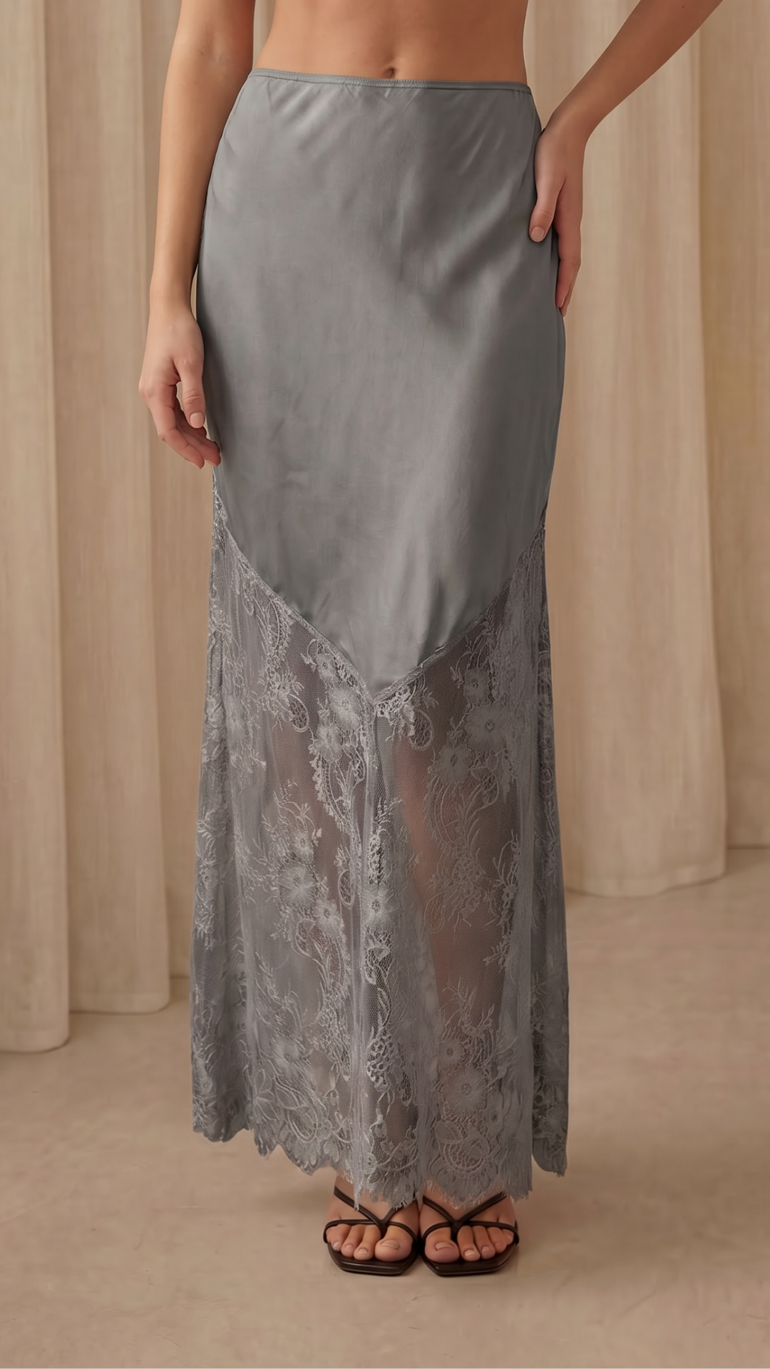 Solene Lace Skirt - Mid Grey