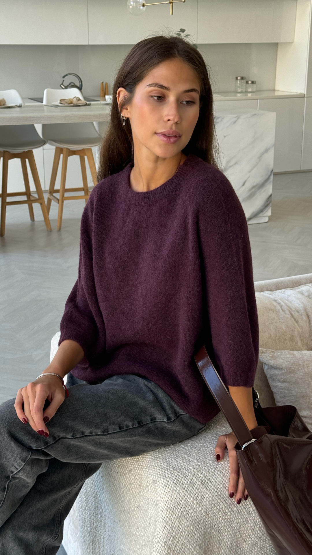 Piper Alpaca Knit - Dark Cherry