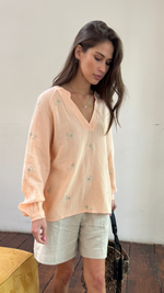 ZAINA EMBROIDERED TOP - APRICOT