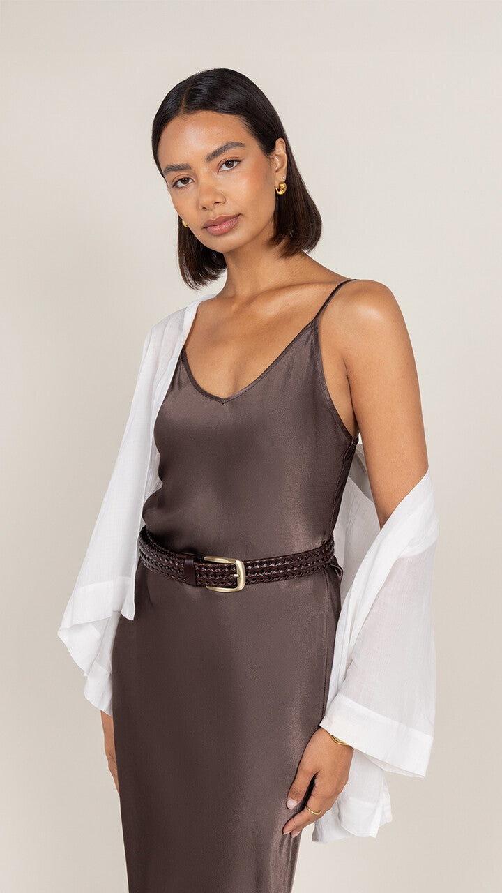 Lana Satin Dress - Espresso