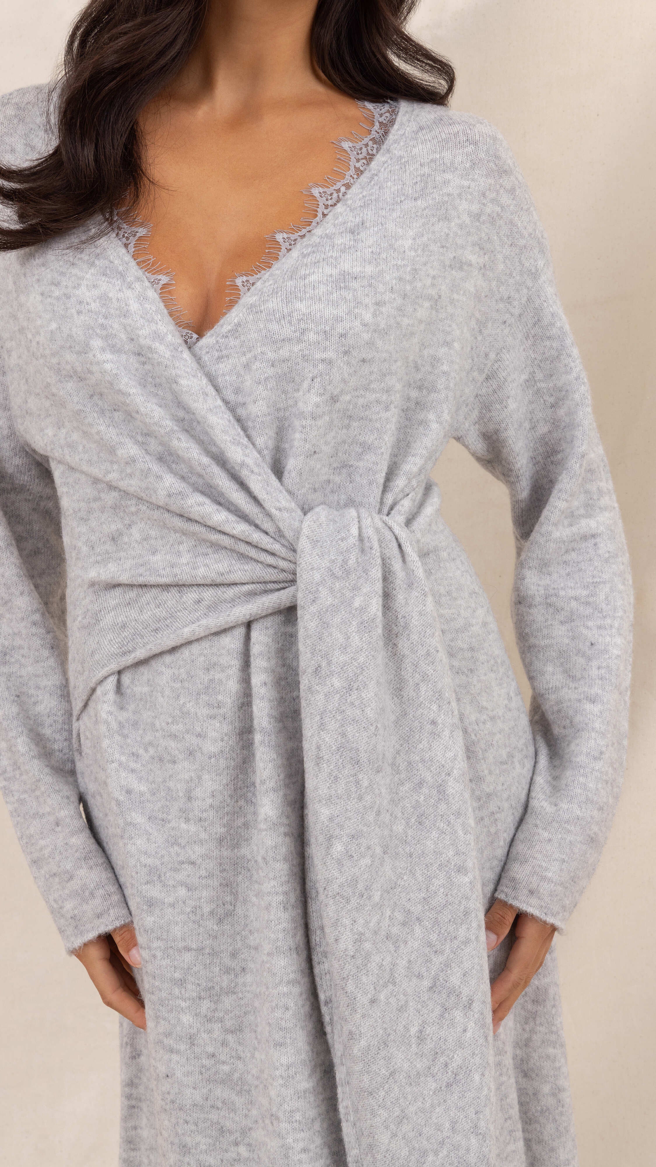 Keira Knit Wrap Dress - Cloud Grey