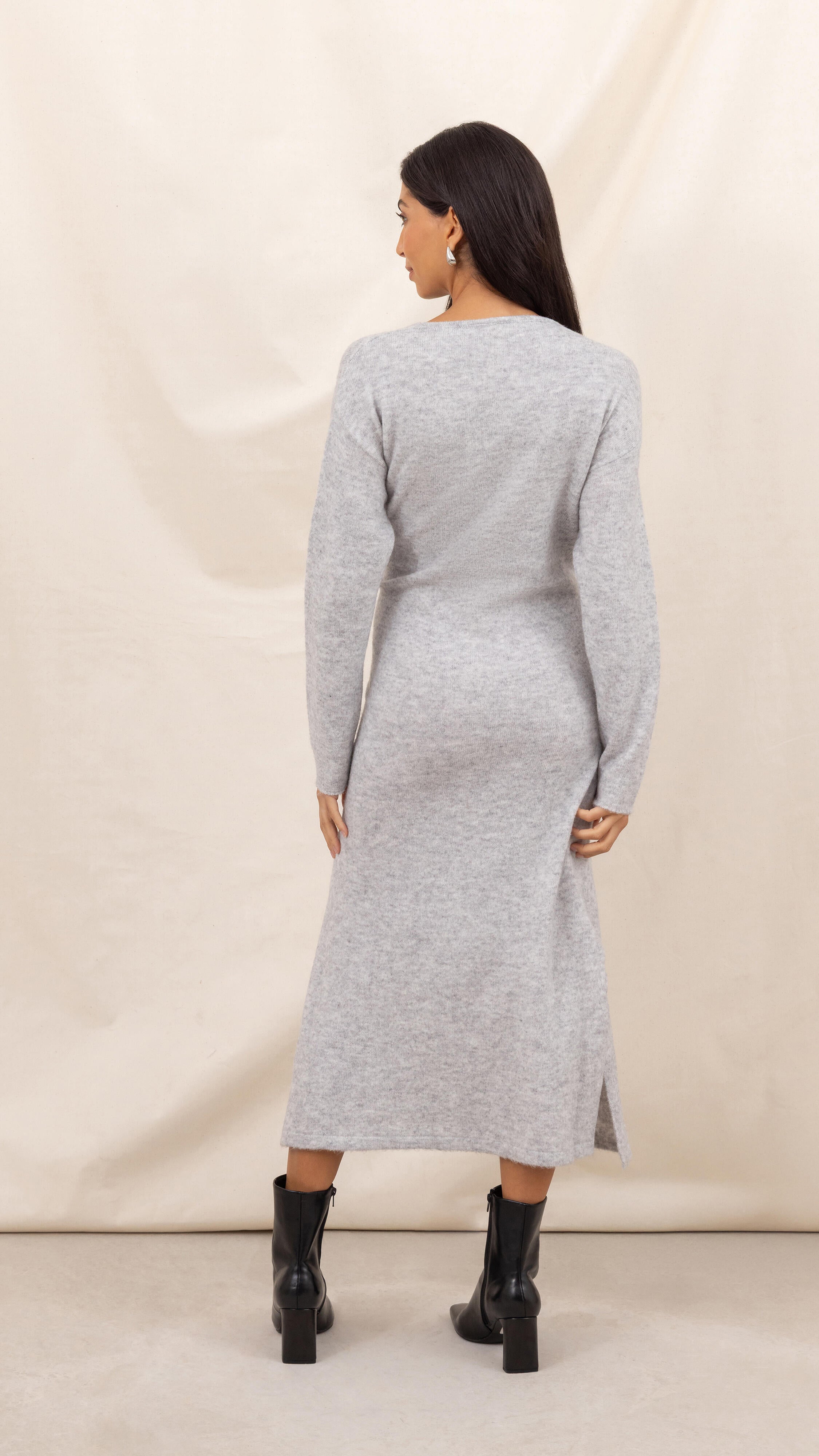 Keira Knit Wrap Dress - Cloud Grey