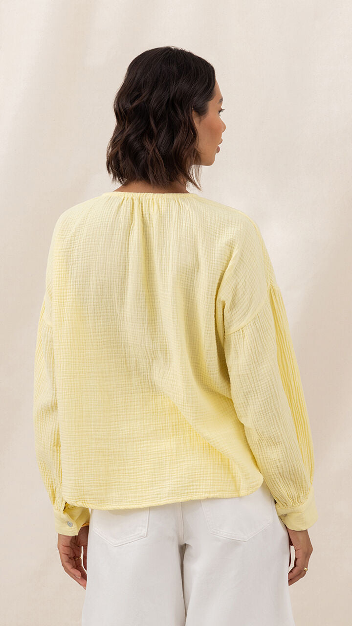 Peach Cotton Shirt - Butter Yellow