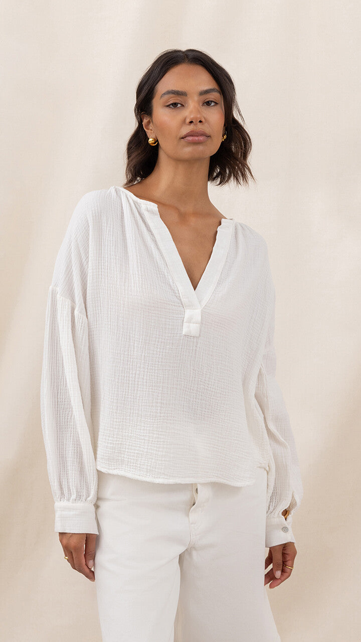 Peach Cotton Shirt  - White
