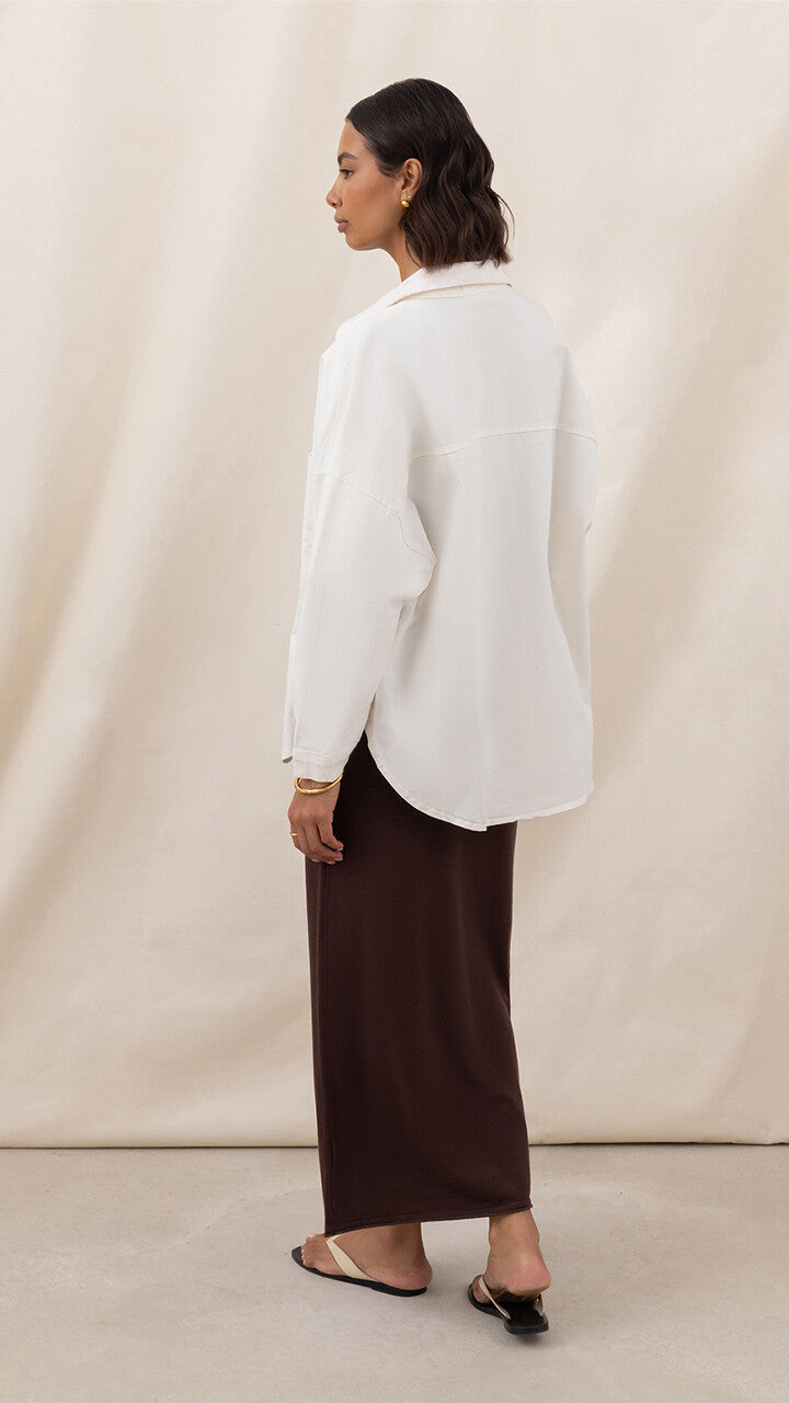 Wyatt Cotton Twill Overshirt - Ecru