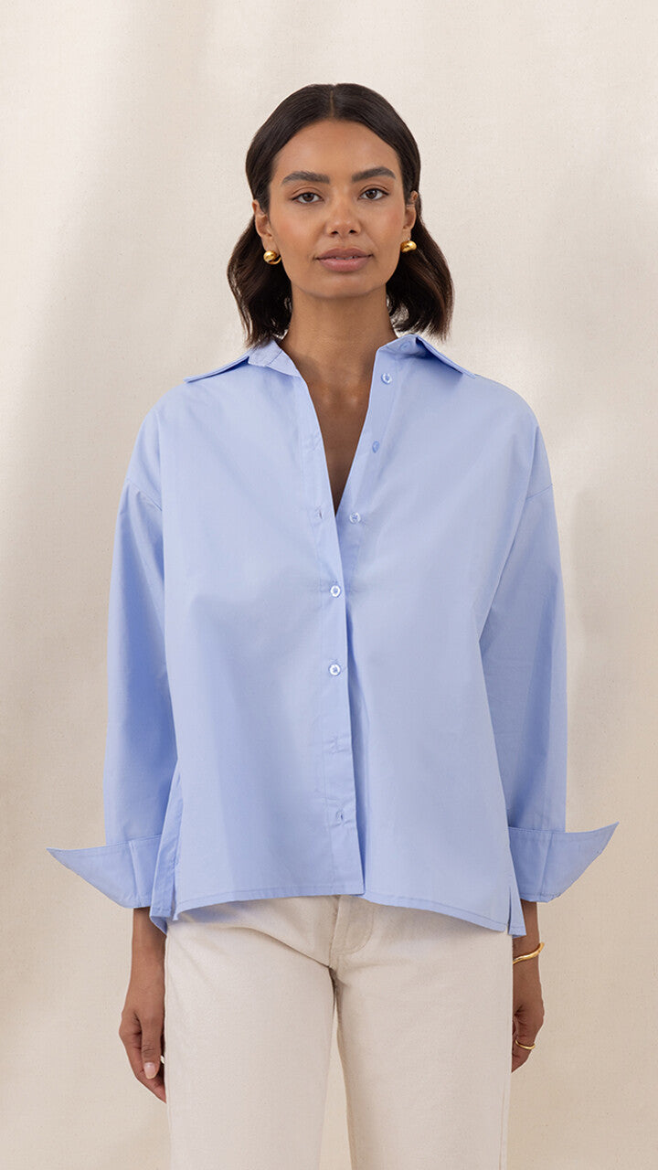 Indie Cotton Shirt - Sky Blue