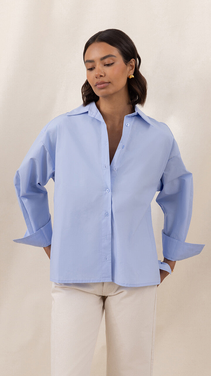 Indie Cotton Shirt - Sky Blue