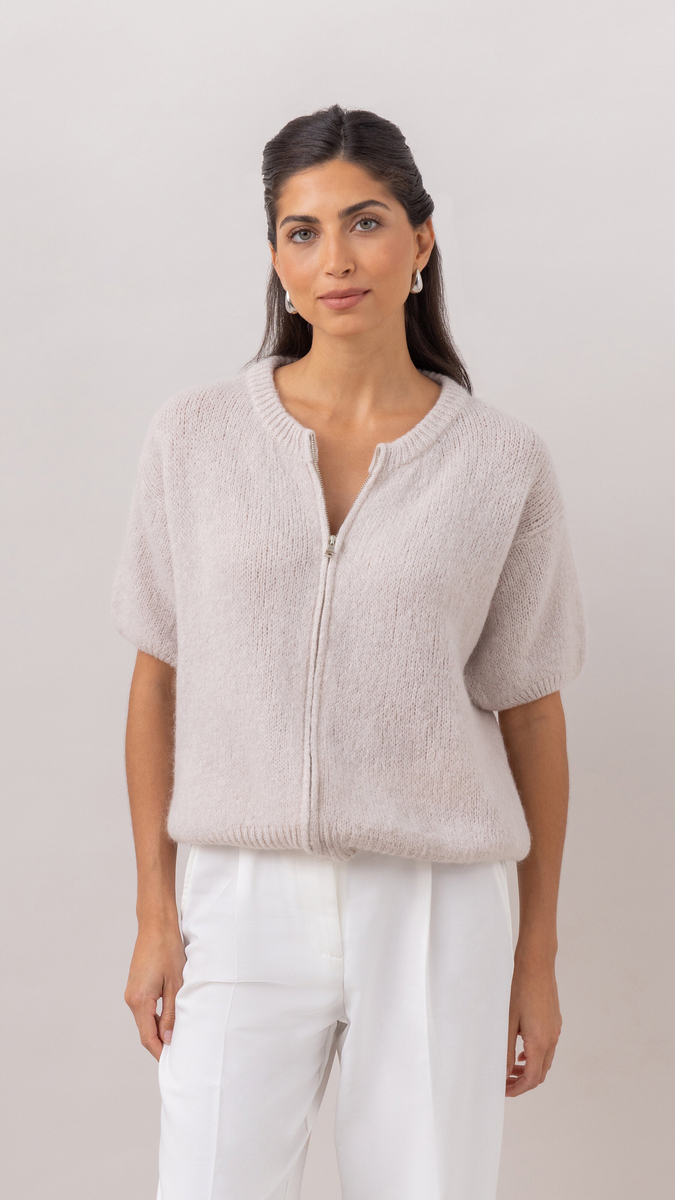 Gabi Zip Cardigan - Ivory