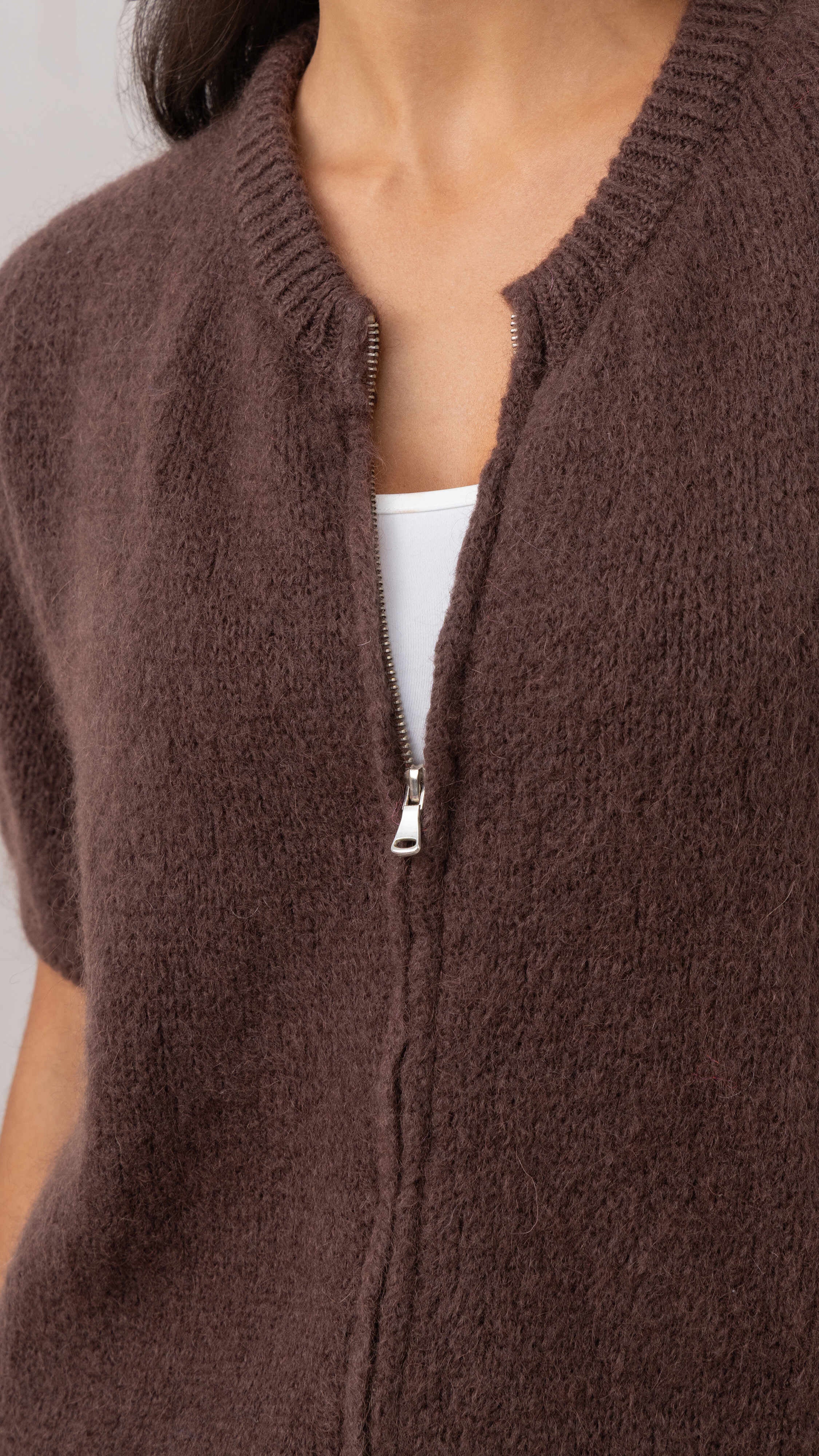 Gabi Zip Cardigan - Espresso