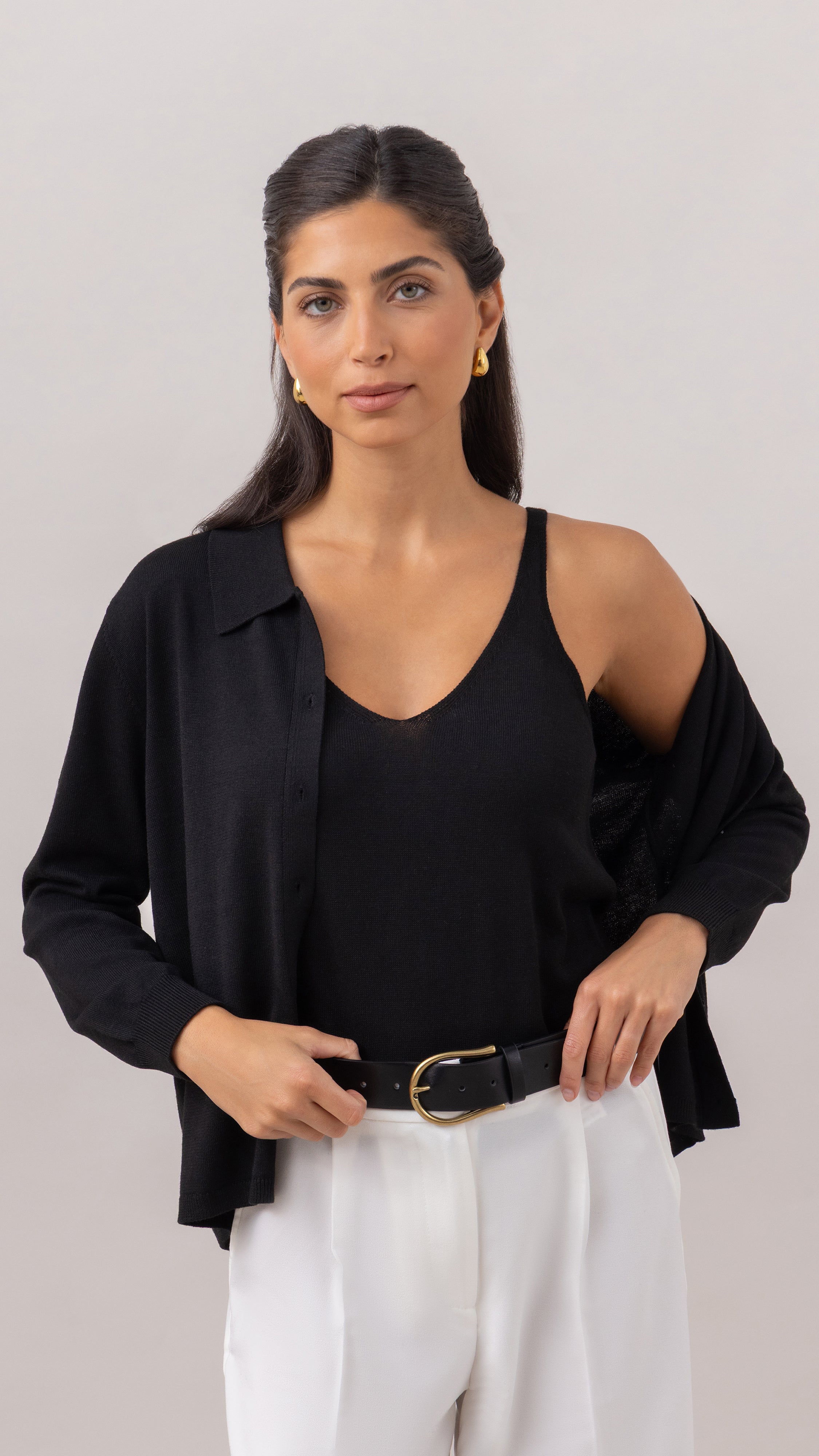 Kora Knitted Twin Set - Black