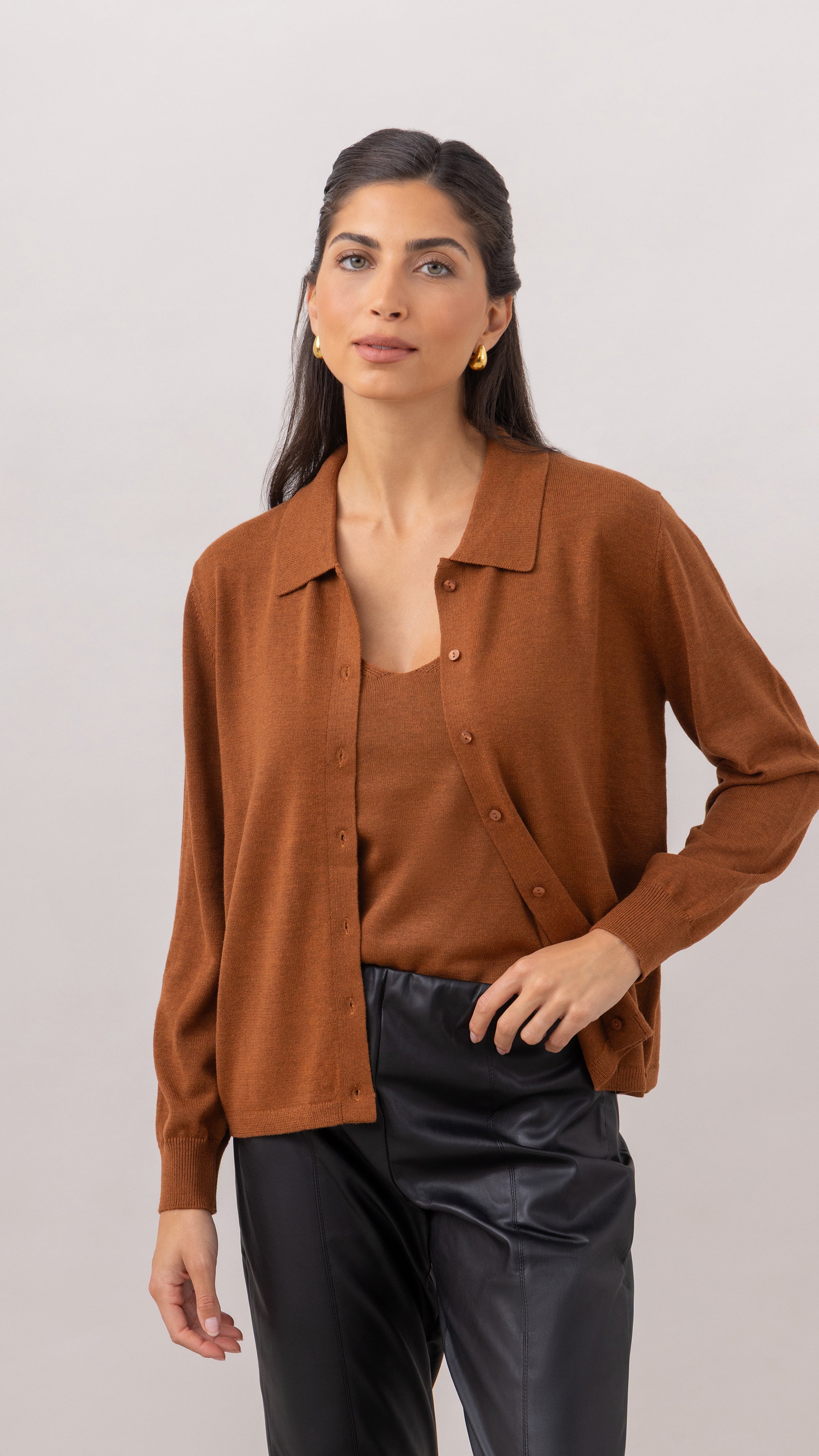 Kora Knitted Twin Set - Terracotta