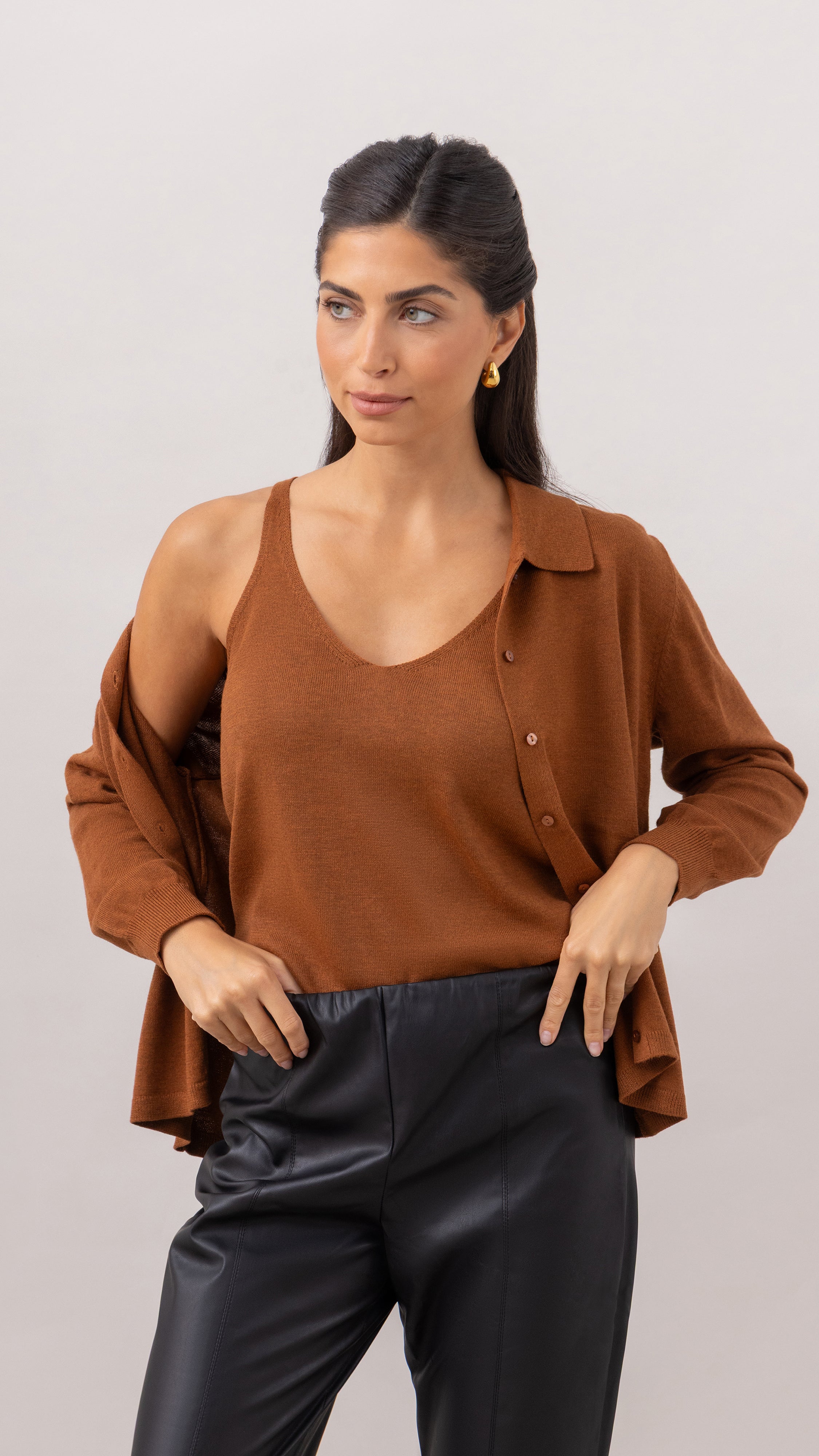 Kora Knitted Twin Set - Terracotta